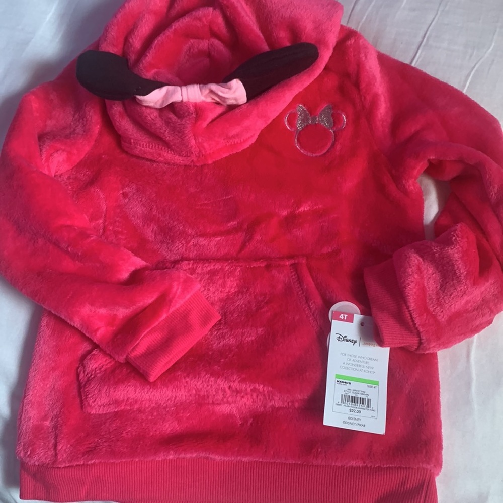 NWT Disney's Minnie Mouse Toddler Girl Plush Tunic Hoodie-Jumping Beans - Picture 11 of 12